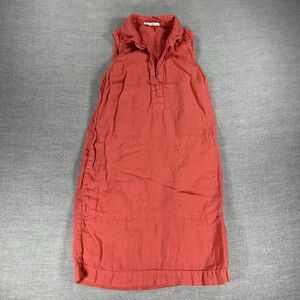 C&C California Tunic Dress Womens 6 Linen Coral Sleeveless Pockets Lightweight